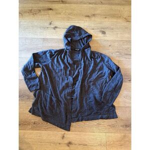 Barefoot Dreams Womens Gray Knit Cozychi Open Front Hooded Cardigan Size 3X